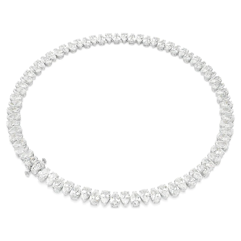 Matrix Tennis necklace, Pear cut, White, Rhodium plated by SWAROVSKI