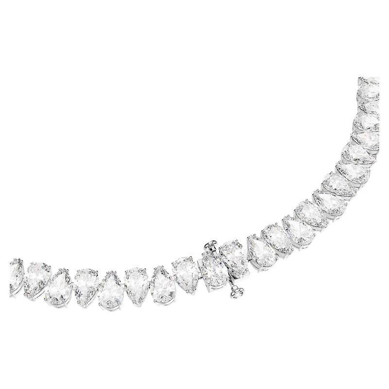 Matrix Tennis necklace, Pear cut, White, Rhodium plated by SWAROVSKI