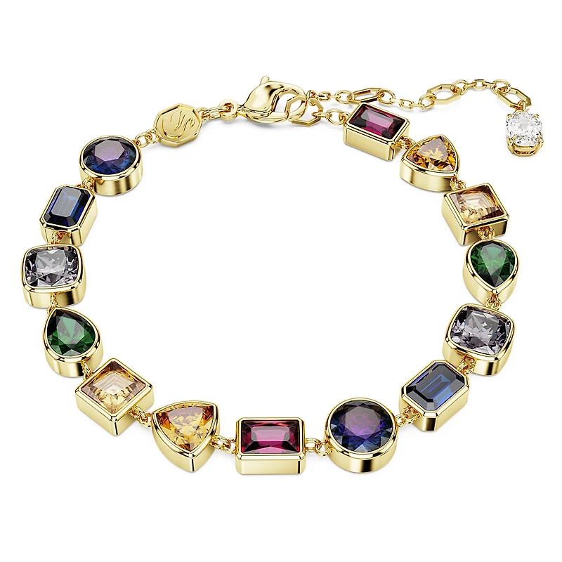 Imber bracelet, Mixed cuts, Multicoloured, 18K gold finish