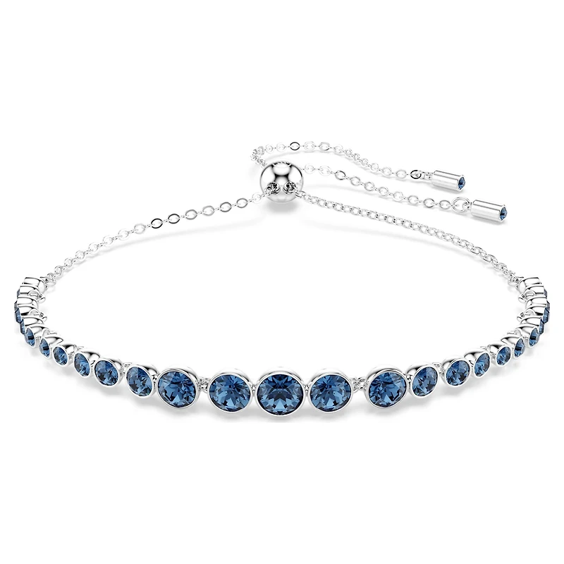 Imber Emily Tennis bracelet, Mixed round cuts, Blue, Rhodium plated by SWAROVSKI