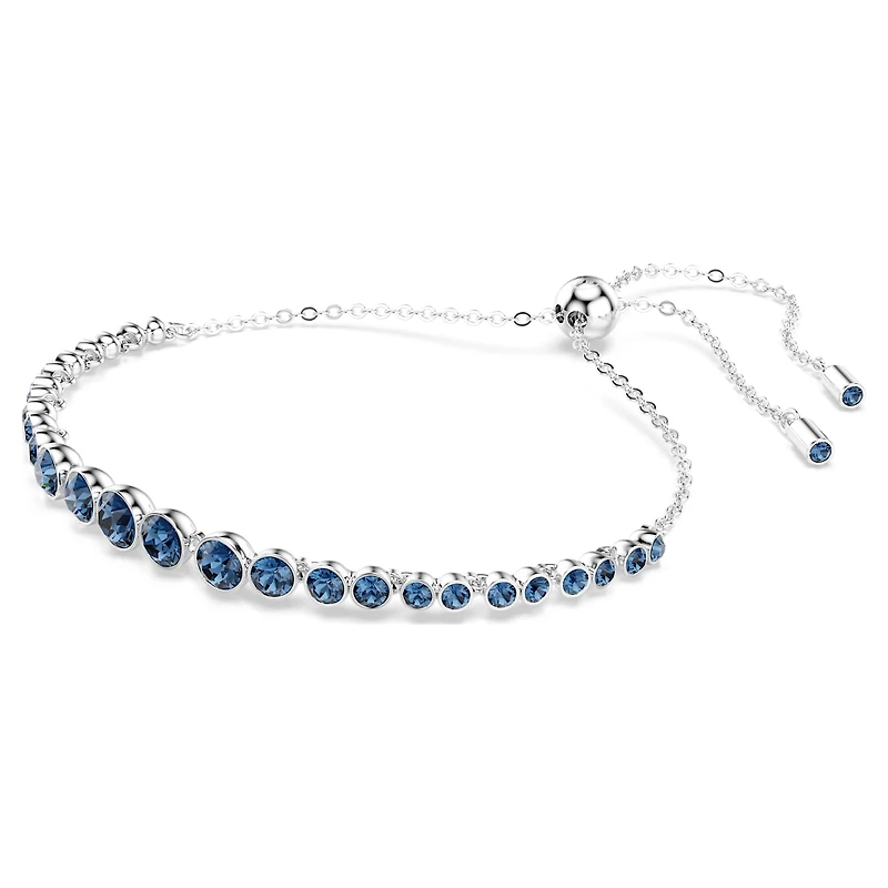 Imber Emily Tennis bracelet, Mixed round cuts, Blue, Rhodium plated by SWAROVSKI