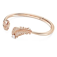 Nice bangle, Feather, White, Rose gold-tone plated by SWAROVSKI