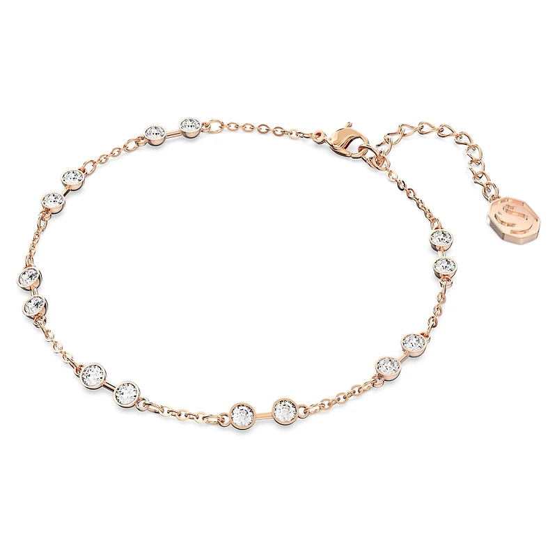 Swarovski Remix Collection strand, Round cut, White, 18K rose gold finish