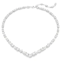 Mesmera necklace, Mixed cuts, White, Rhodium plated by SWAROVSKI