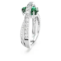 Hyperbola cocktail ring, Mixed cuts, Double bands, Green, Rhodium plated by SWAROVSKI