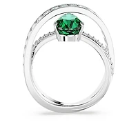 Hyperbola cocktail ring, Mixed cuts, Double bands, Green, Rhodium plated by SWAROVSKI