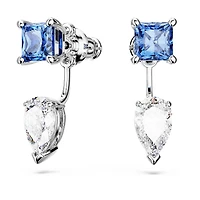 Mesmera earring jackets, Mixed cuts, Detachable, Blue, Rhodium plated by SWAROVSKI
