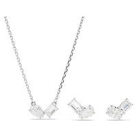 Mesmera set, Mixed cuts, White, Rhodium plated by SWAROVSKI