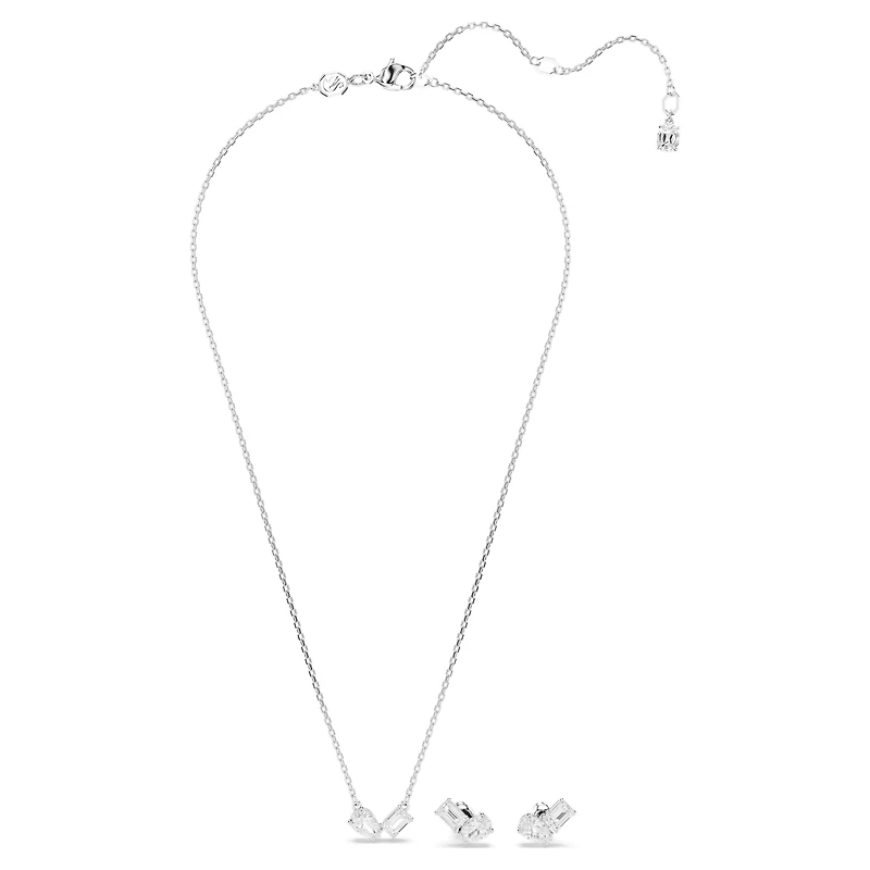 Mesmera set, Mixed cuts, White, Rhodium plated by SWAROVSKI