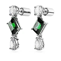 Mesmera drop earrings, Mixed cuts, Green, Rhodium plated by SWAROVSKI