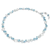Gema necklace, Mixed cuts, Blue, Rhodium plated by SWAROVSKI