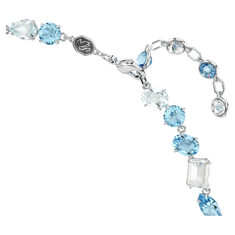 Gema necklace, Mixed cuts, Blue, Rhodium plated by SWAROVSKI