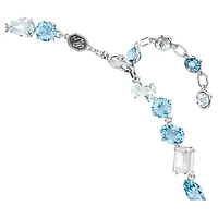 Gema necklace, Mixed cuts, Blue, Rhodium plated by SWAROVSKI