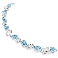 Gema necklace, Mixed cuts, Blue, Rhodium plated by SWAROVSKI