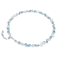 Gema necklace, Mixed cuts, Blue, Rhodium plated by SWAROVSKI