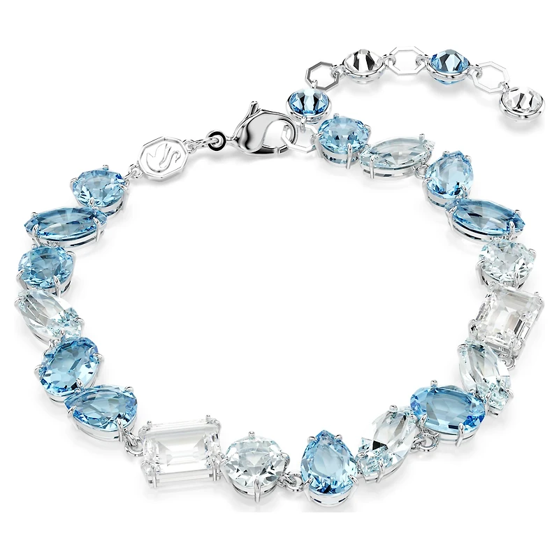 Gema bracelet, Mixed cuts, Blue, Rhodium plated by SWAROVSKI
