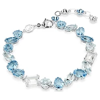 Gema bracelet, Mixed cuts, Blue, Rhodium plated by SWAROVSKI