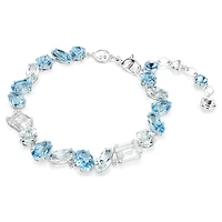 Gema bracelet, Mixed cuts, Blue, Rhodium plated by SWAROVSKI