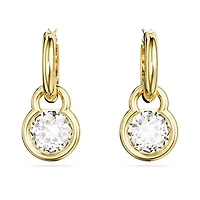 Dextera drop earrings, Round cut, White, Gold-tone plated by SWAROVSKI