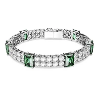 Matrix Tennis bracelet, Mixed cuts, Green, Rhodium plated by SWAROVSKI