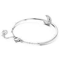 Luna bangle, Moon, White, Rhodium plated by SWAROVSKI