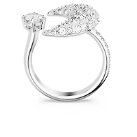 Luna open ring, Moon, White, Rhodium plated by SWAROVSKI