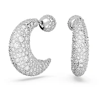 Luna drop earrings, Moon, White, Rhodium plated by SWAROVSKI