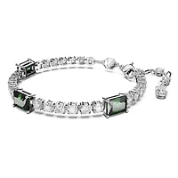 Matrix Tennis bracelet, Mixed cuts, Green, Rhodium plated by SWAROVSKI
