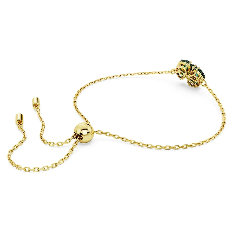 Idyllia bracelet, Mixed cuts, Clover, Green, 18K gold finish
