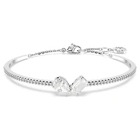 Mesmera bangle, Mixed cuts, White, Rhodium plated by SWAROVSKI