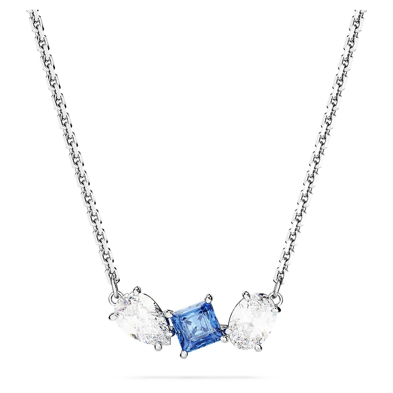 Mesmera pendant, Mixed cuts, Blue, Rhodium plated by SWAROVSKI