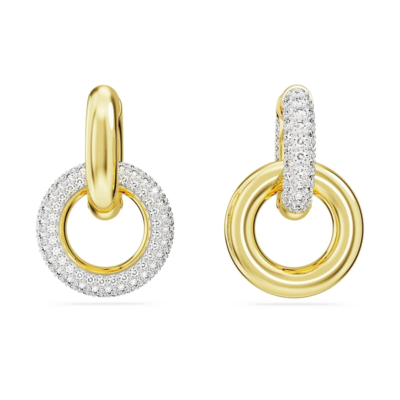 Dextera hoop earrings, Asymmetrical design, Interlocking loop, White