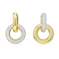 Dextera hoop earrings, Asymmetrical design, Interlocking loop, White