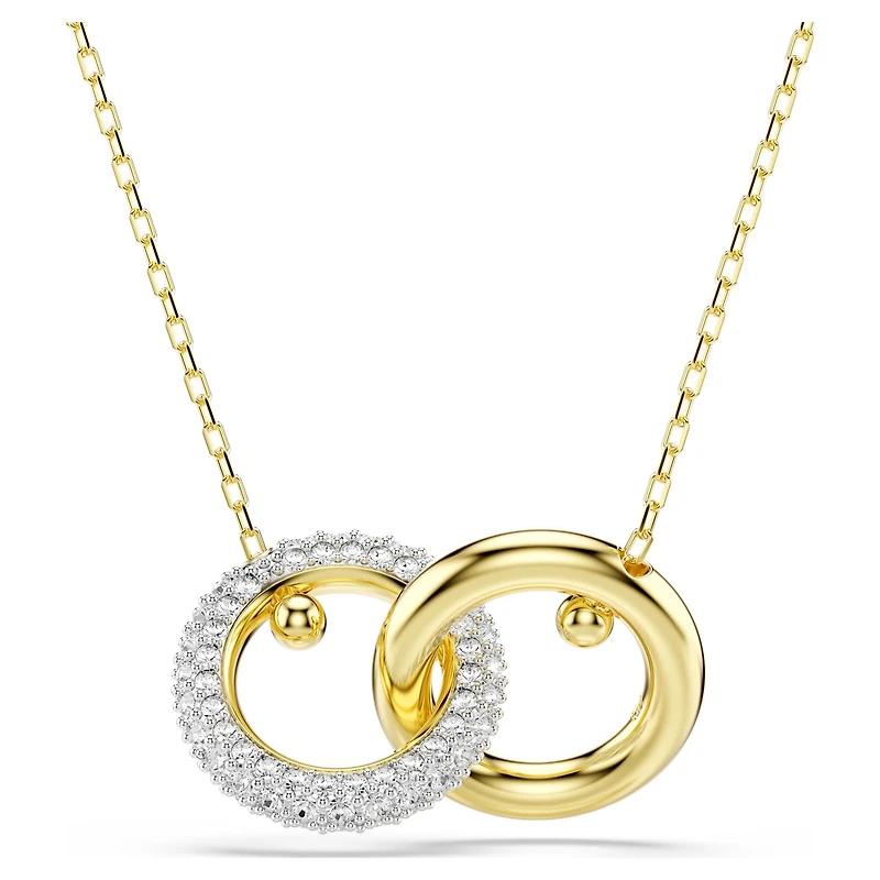 Dextera pendant, Interlocking loop, White, Gold-tone plated by SWAROVSKI