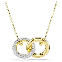 Dextera pendant, Interlocking loop, White, Gold-tone plated by SWAROVSKI