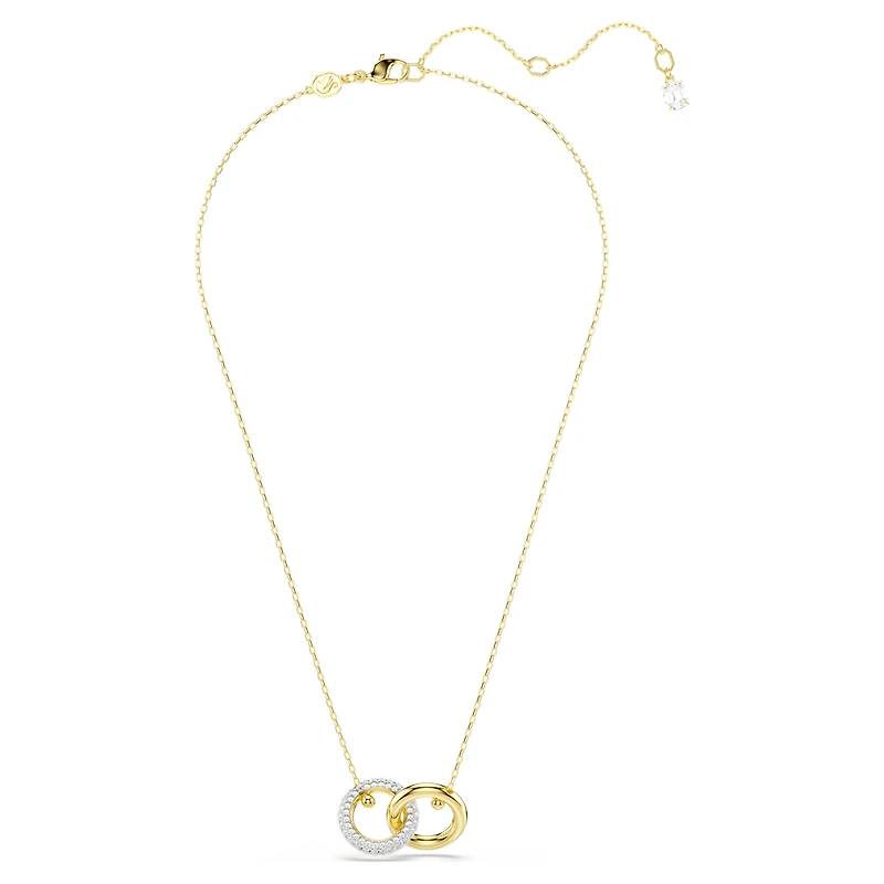 Dextera pendant, Interlocking loop, White, Gold-tone plated by SWAROVSKI