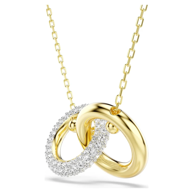 Dextera pendant, Interlocking loop, White, Gold-tone plated by SWAROVSKI