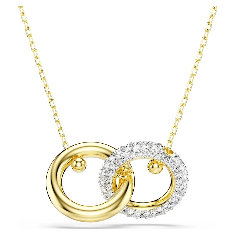 Dextera pendant, Interlocking loop, White, Gold-tone plated by SWAROVSKI