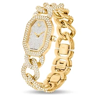 Dextera chain watch, Swiss Made, Crystal bracelet, Gold tone, Gold-tone finish by SWAROVSKI