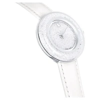 Crystalline lustre watch, Swiss Made, Leather strap, White, Stainless steel by SWAROVSKI