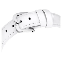 Crystalline lustre watch, Swiss Made, Leather strap, White, Stainless steel by SWAROVSKI
