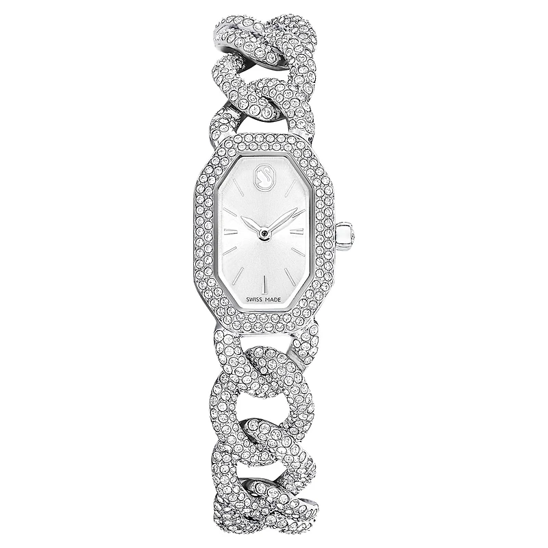 Dextera chain watch, Swiss Made, Crystal bracelet, Silver Tone, Stainless steel by SWAROVSKI