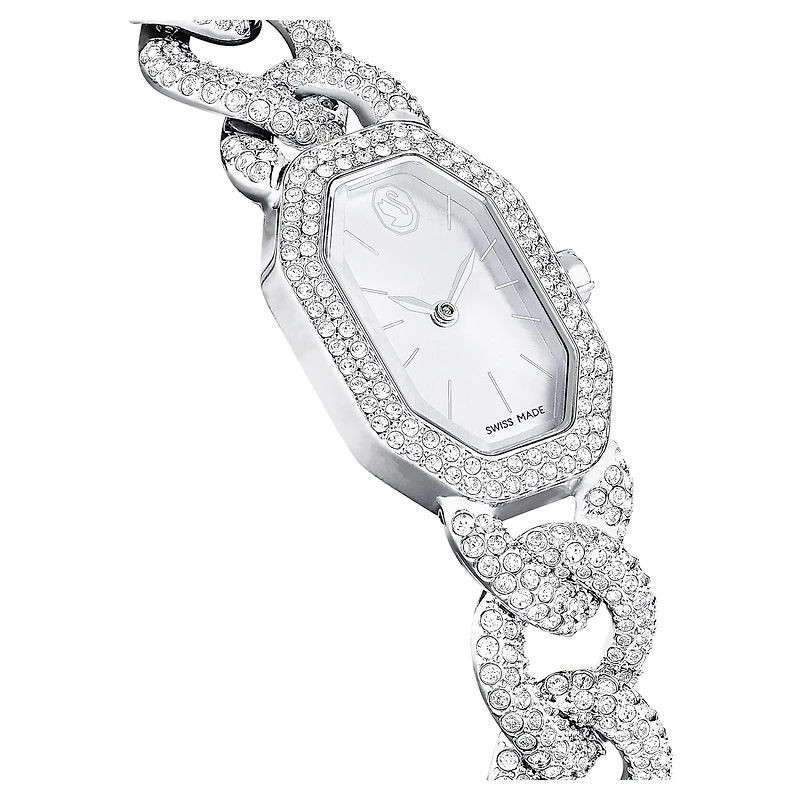 Dextera chain watch, Swiss Made, Crystal bracelet, Silver Tone, Stainless steel by SWAROVSKI