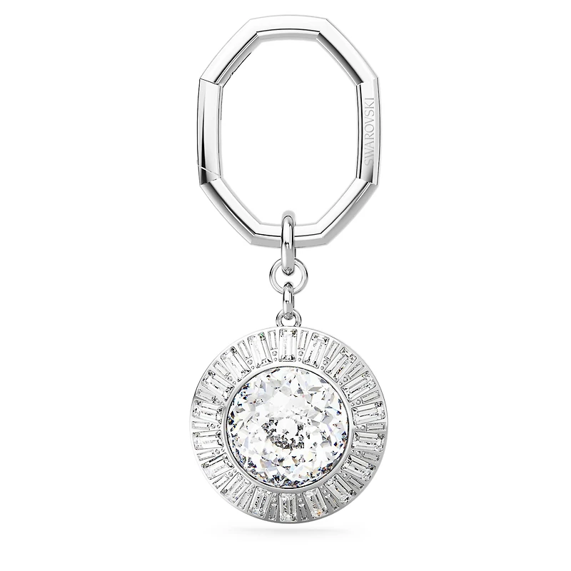 Key ring, Round cut, White, Rhodium plated by SWAROVSKI