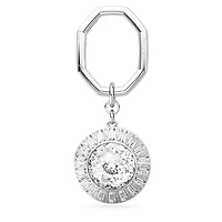 Key ring, Round cut, White, Rhodium plated by SWAROVSKI