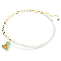 Teddy pendant, Crystal pearl, Bear, Multicoloured, 18K gold finish