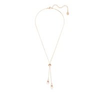 Originally y pendant, Crystal pearl, White, 18K rose gold finish