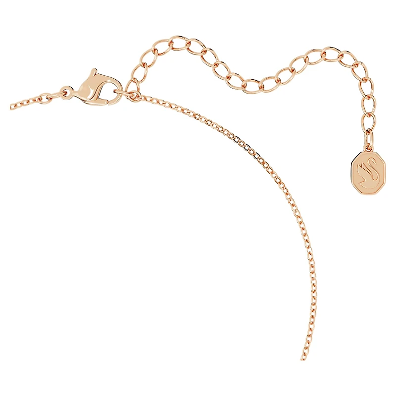 Originally Y pendant, Crystal pearl, White, 18K rose gold finish