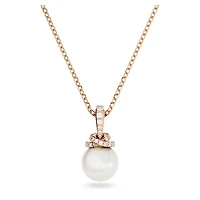 Originally pendant, Crystal pearl, White, 18K rose gold finish