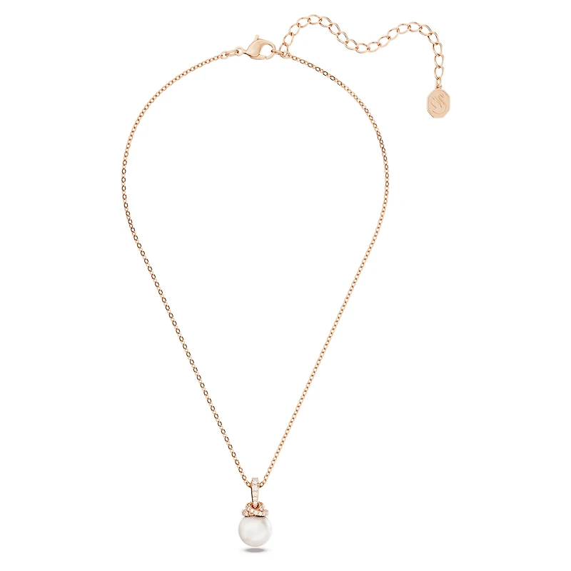 Originally pendant, Crystal pearl, White, 18K rose gold finish